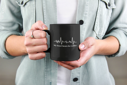 Coffee Mug, Coffee Lover's Heartbeat Mug